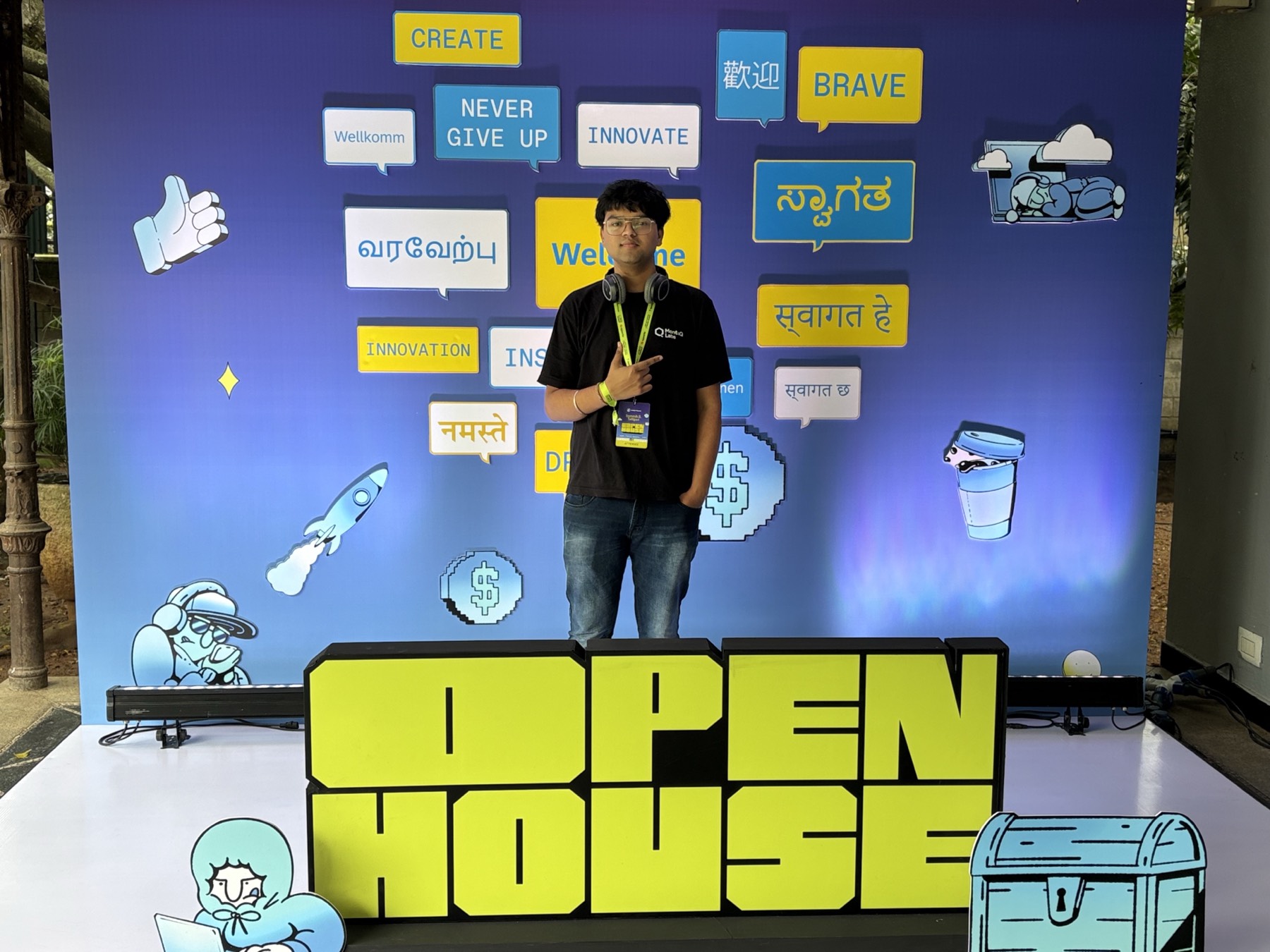 Somesh speaking on an Open House stage