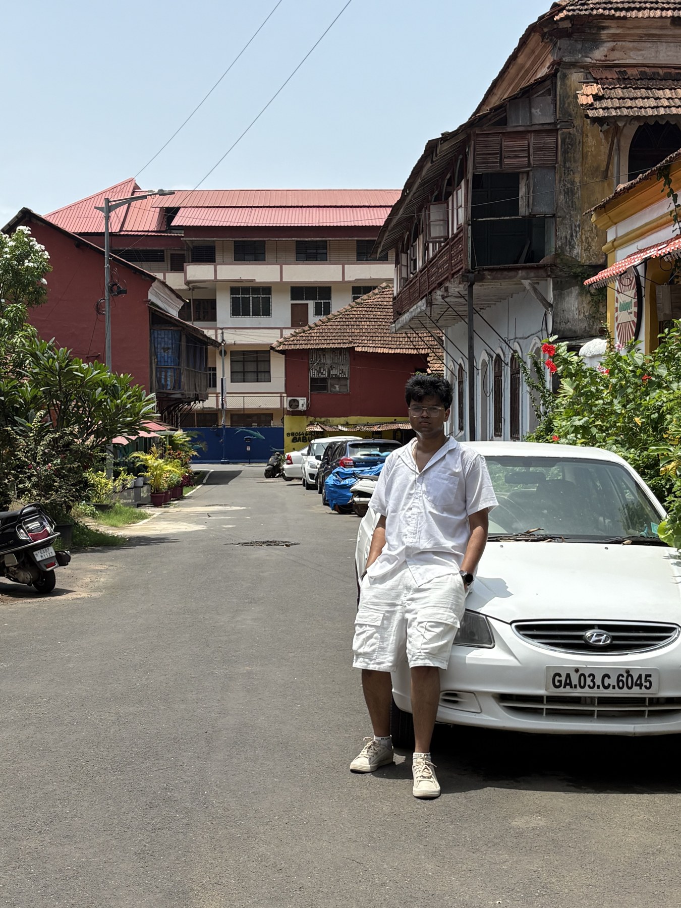 Somesh on a quiet street during a trip