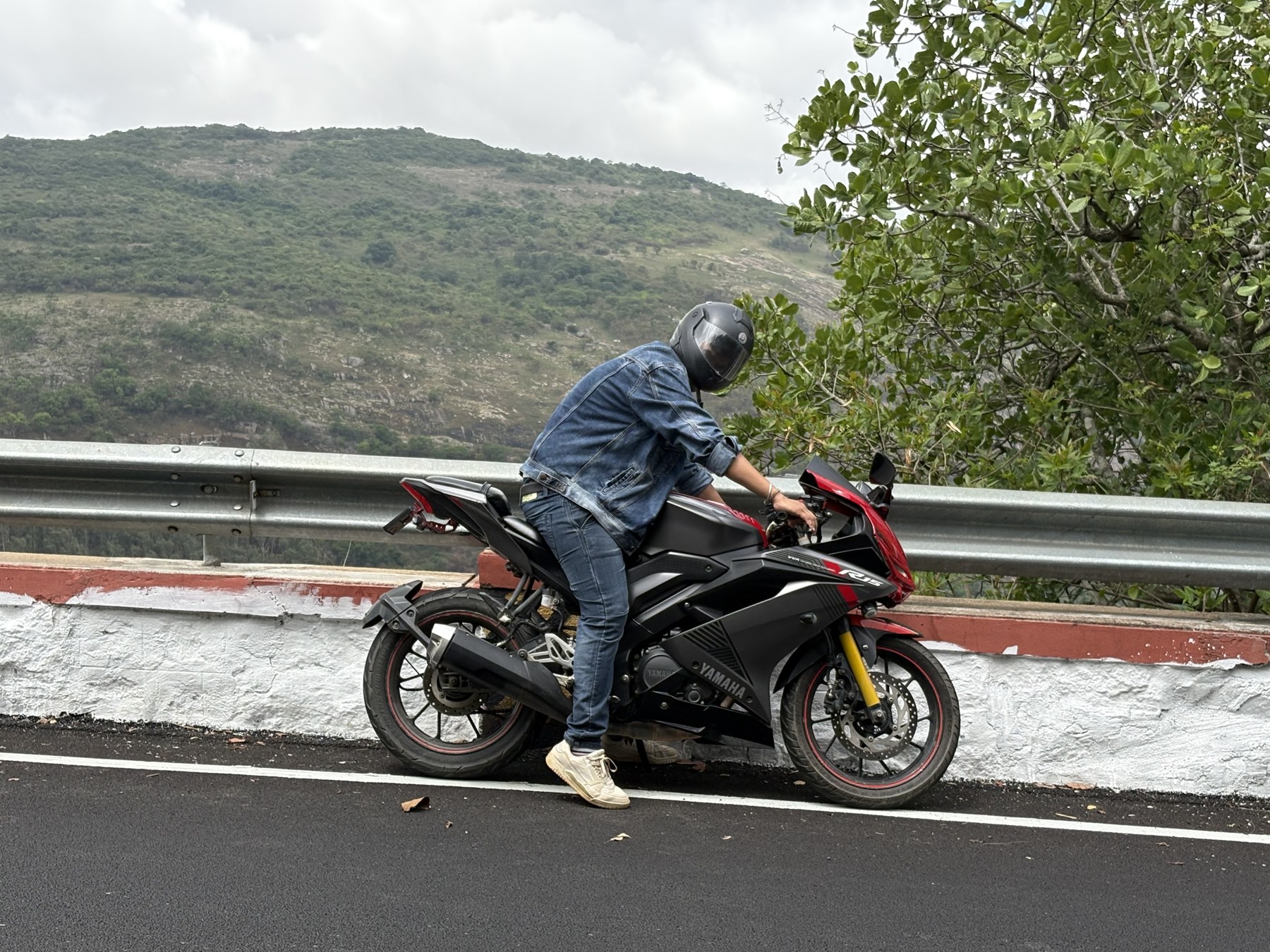 A motorcycle ride through green hills